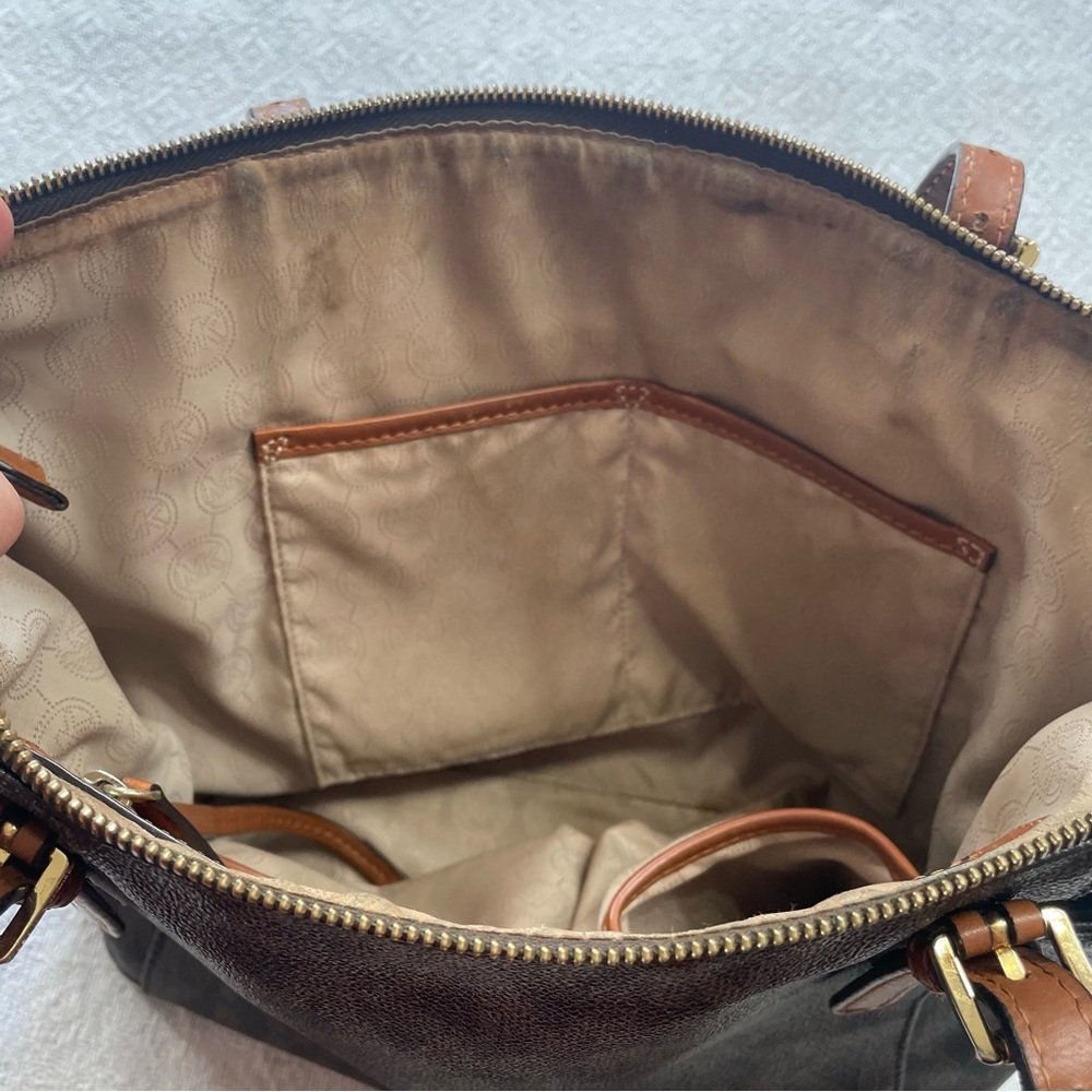 Michael Kors Brown MK Monogram Tote Bag~ Sophisticated Casual - Picture 11 of 15